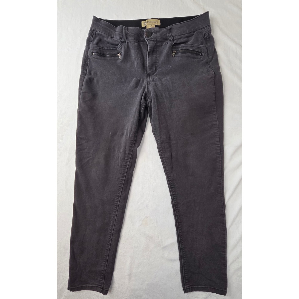 Democracy Pants Women 12 Gray Zipper Pockets‎ "Ab" Solution Skinny Good
